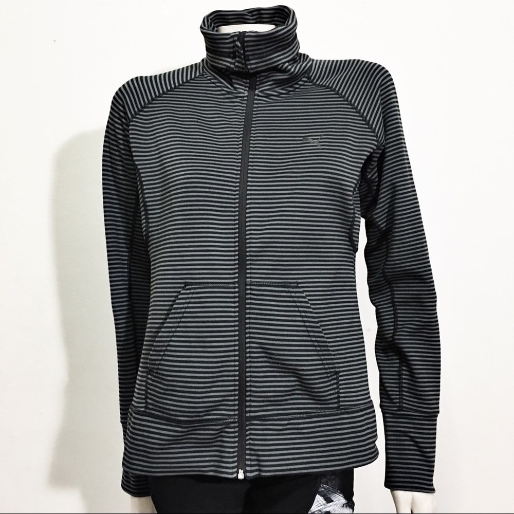 PUMA Women's Full Zip Track Jacket Athletic Activewear Running Black Size L